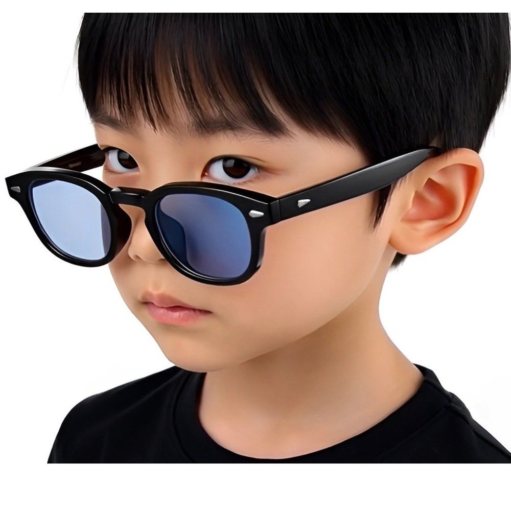 Kids Round Sunglasses ‎ Frame Light Blue Lens Fashion Sun Protection Boys Girls